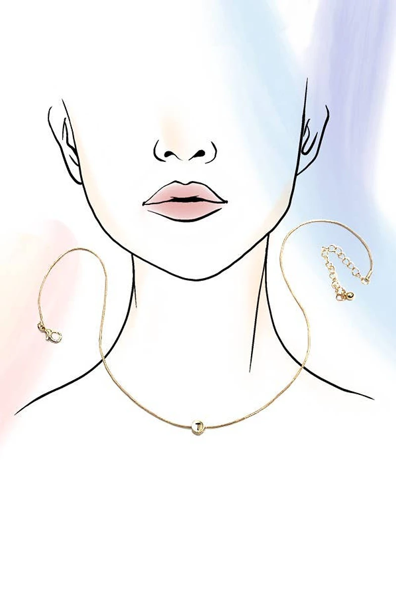 "B" ROUND SNAKE CHAIN INITIAL NECKLACE