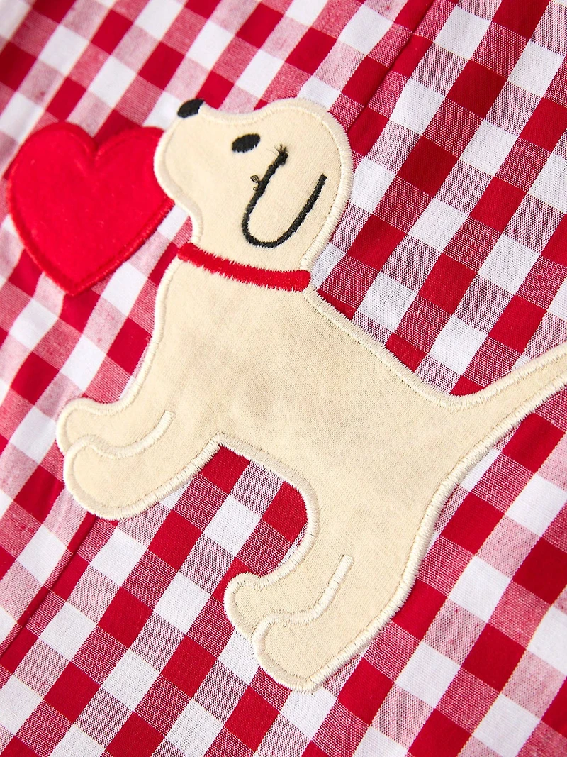 Valentine Red Plaid Boys Romper