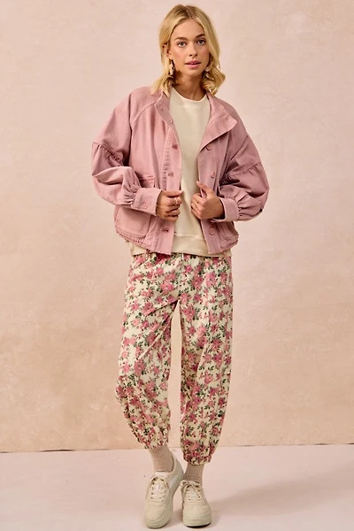 Floral Printed Twill Pants