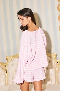 Pink Striped Top & Shorts Set