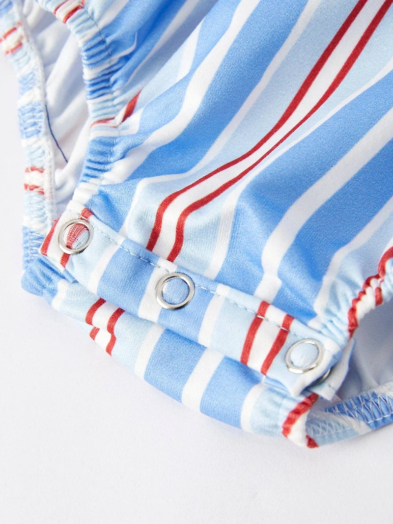Flag Medal Ice Cream Smock Embroidery Baby Girl Romper