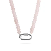 Stainless Steel Pink Chunky Glass Bead Necklace