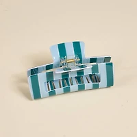 Teal & Blue Striped Claw Clip