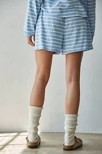 Blue & White Knit Striped Shorts