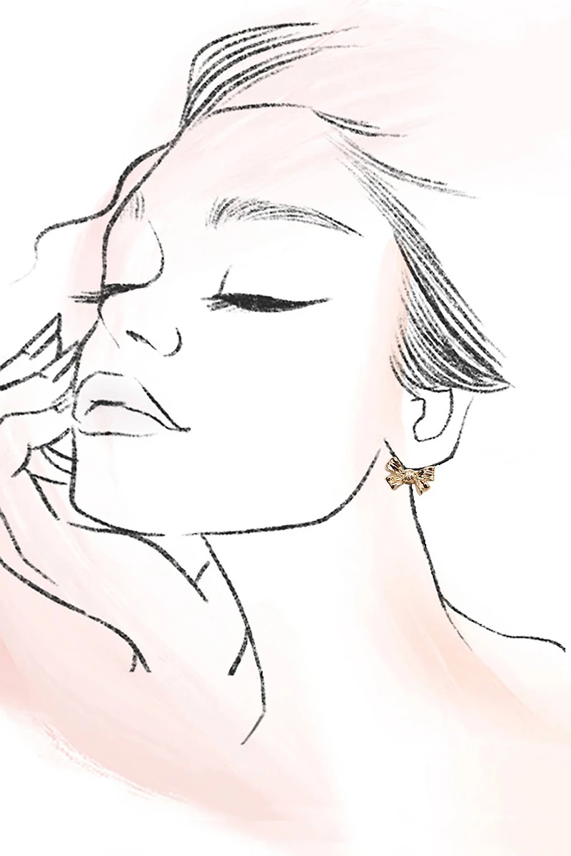 Pearl Huggie Hoop Bow Heart Trio Earrings