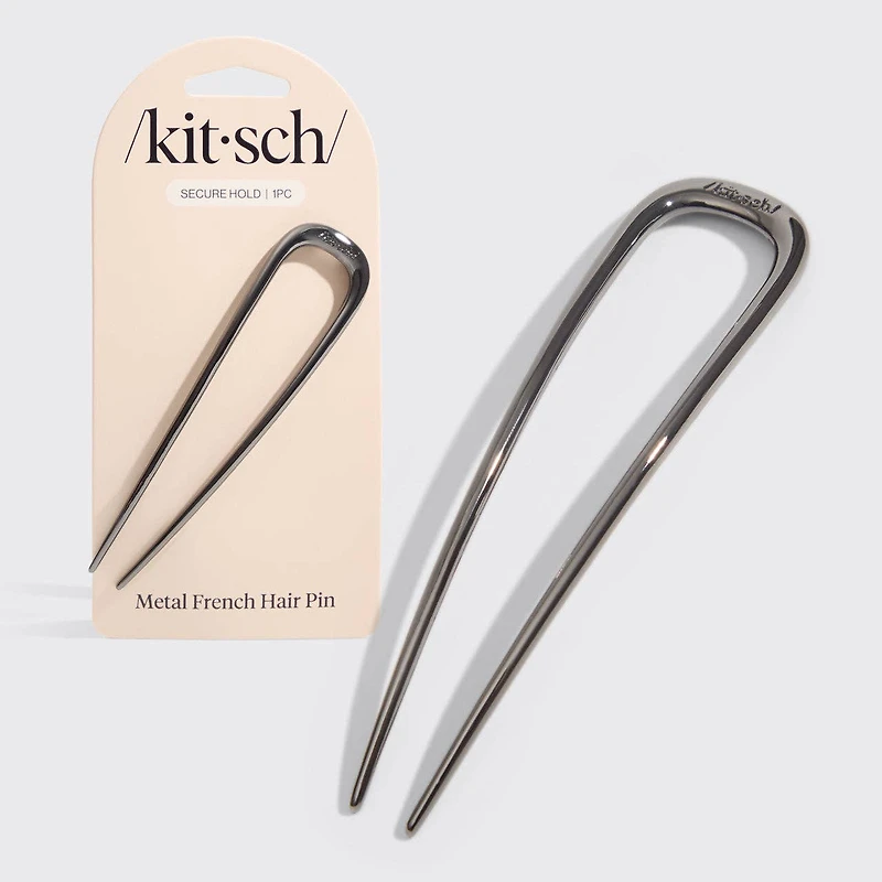Metal French Hair Pin - Hematite