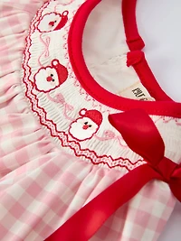 Pink Gingham Santa Romper