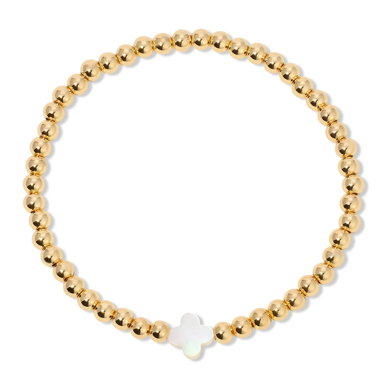 4mm Bracelet With Shell Quatrefoil Accents