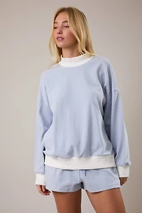 Light Blue Striped Mock Neck