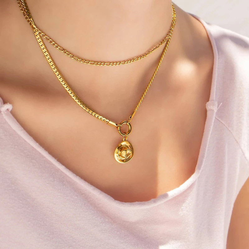 18K Gold Stainless Steel Charm Holder Necklace
