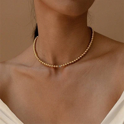 18K Stainless Steel Tarnish Free Beaded Necklace