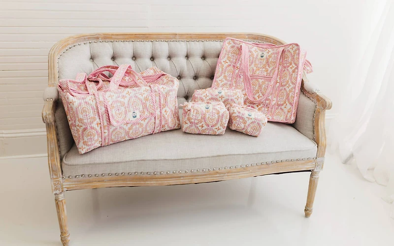 Dahlia | Large Quilted Zipper Tote Bag