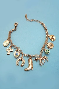 CHARM BRACELET - WESTERN BOOT CROSS PORCELAIN | 80B1345