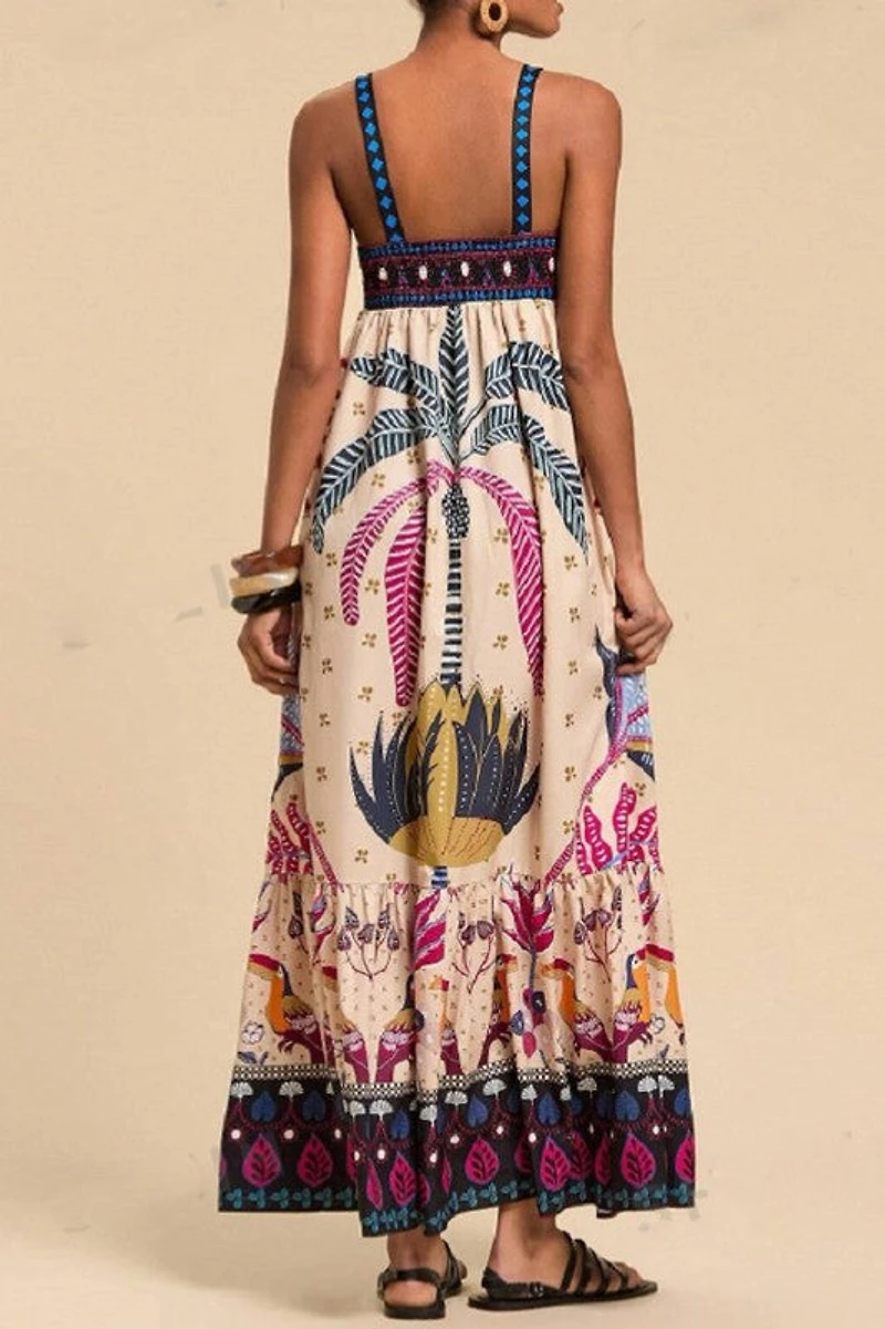 Tropical Print Sleeveless Dress