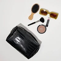 Black Croc Cosmetic Pouch