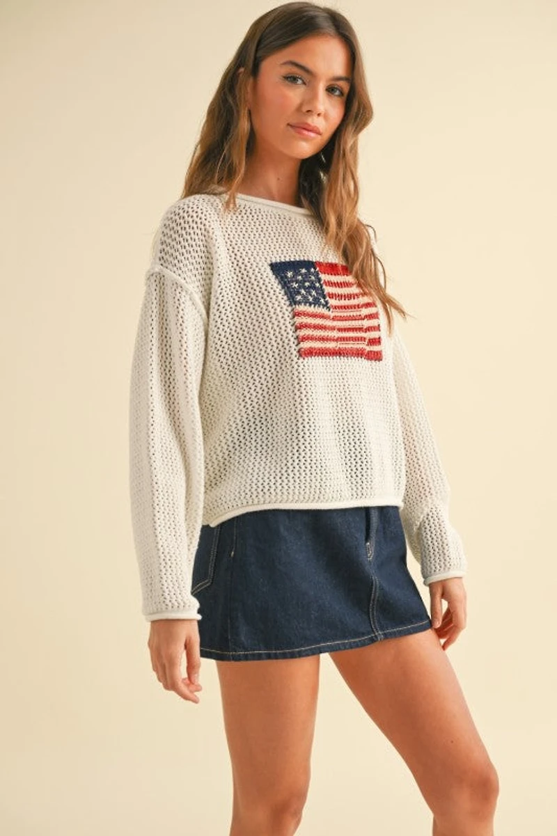 White Flag Knitted Sweater