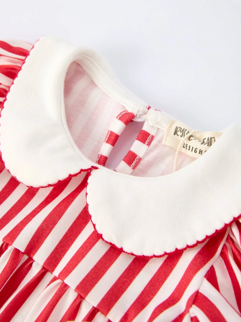 Valentine's Red Stripe Bubble Romper