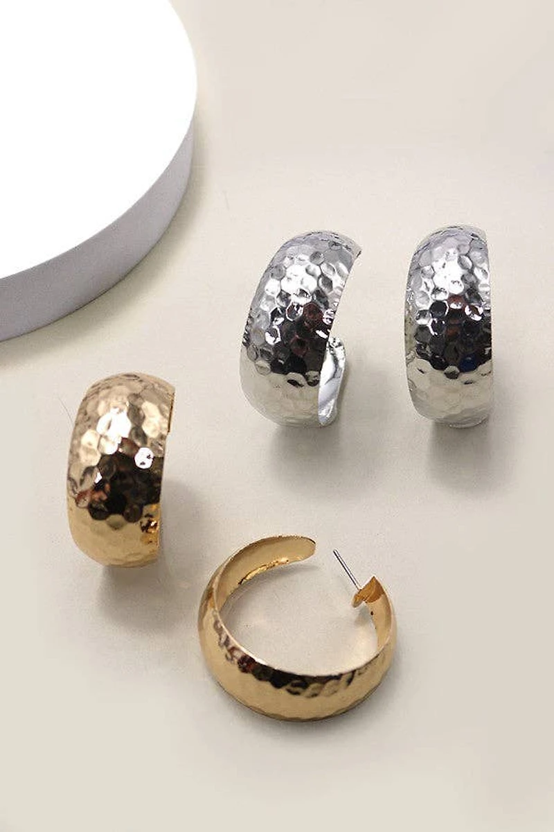 HAMMERED HOOP EARRINGS | 31E23040: GOLD