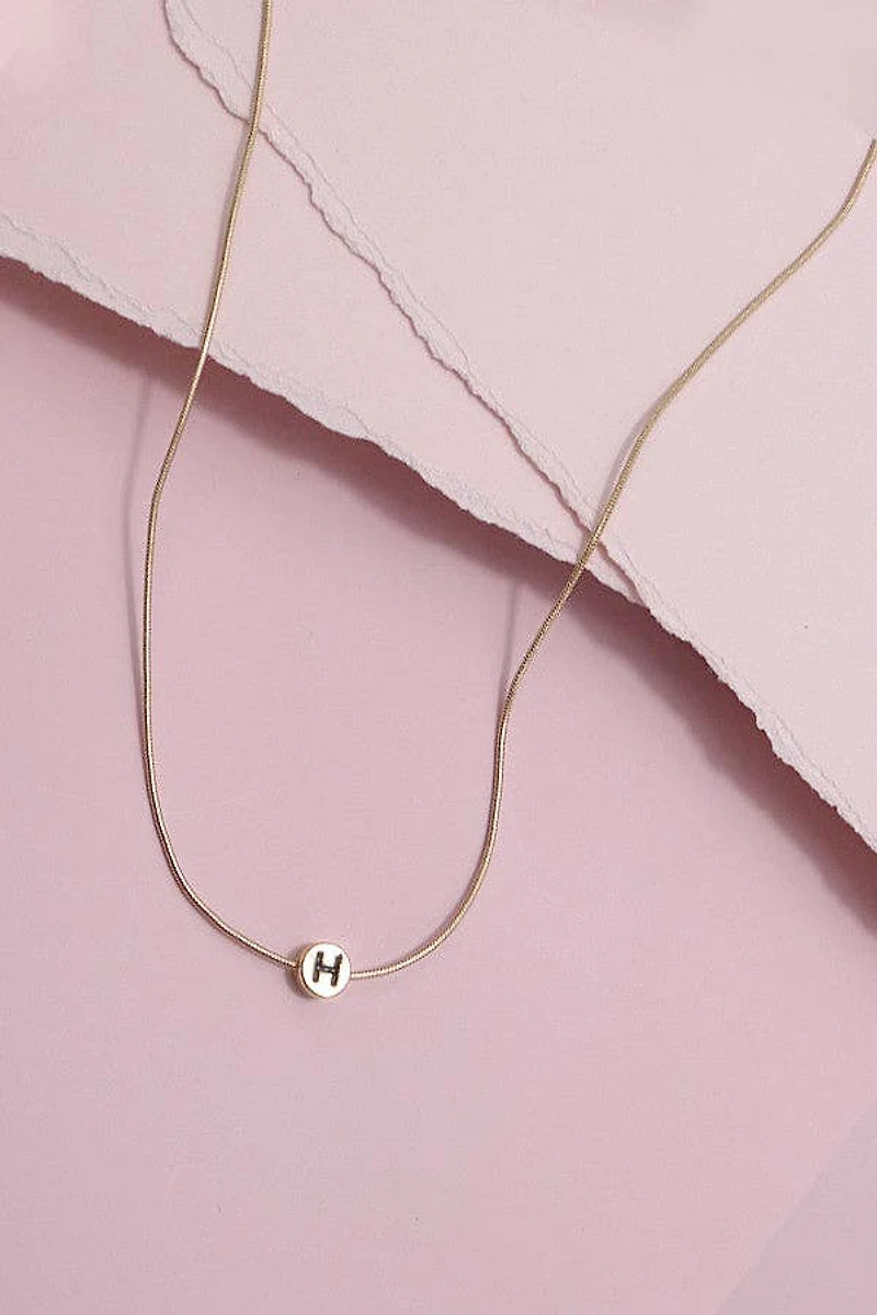 "L" ROUND SNAKE CHAIN INITIAL NECKLACE