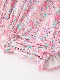 Pink Bow Smocked Floral Baby Bubble