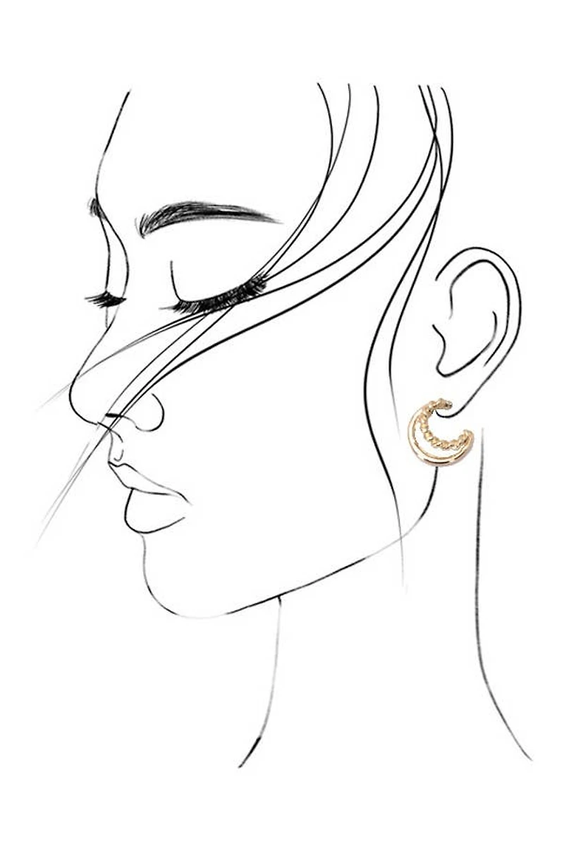 Gold Pearl Hoop Trio Earrings