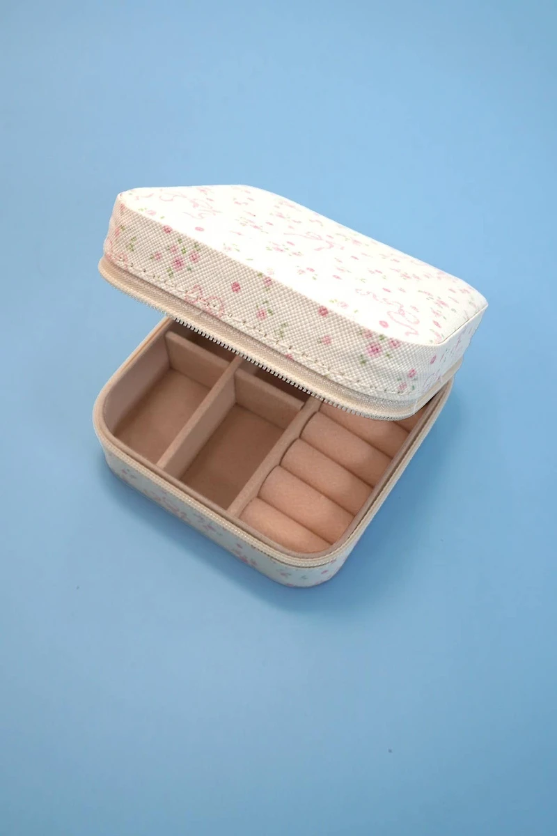 White Bow Jewelry Organizer Travel Case