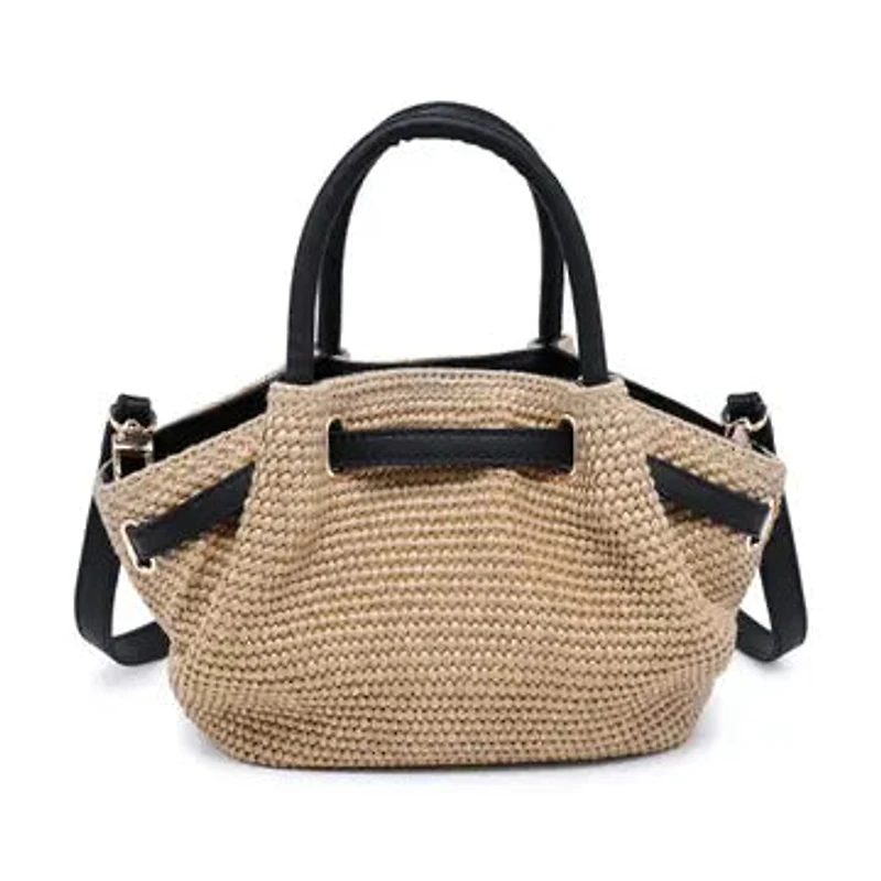 Black Selena Straw Crossbody