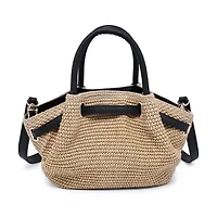 Black Selena Straw Crossbody
