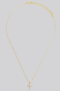 Gold Dipped Cz Cross Pendant Necklace