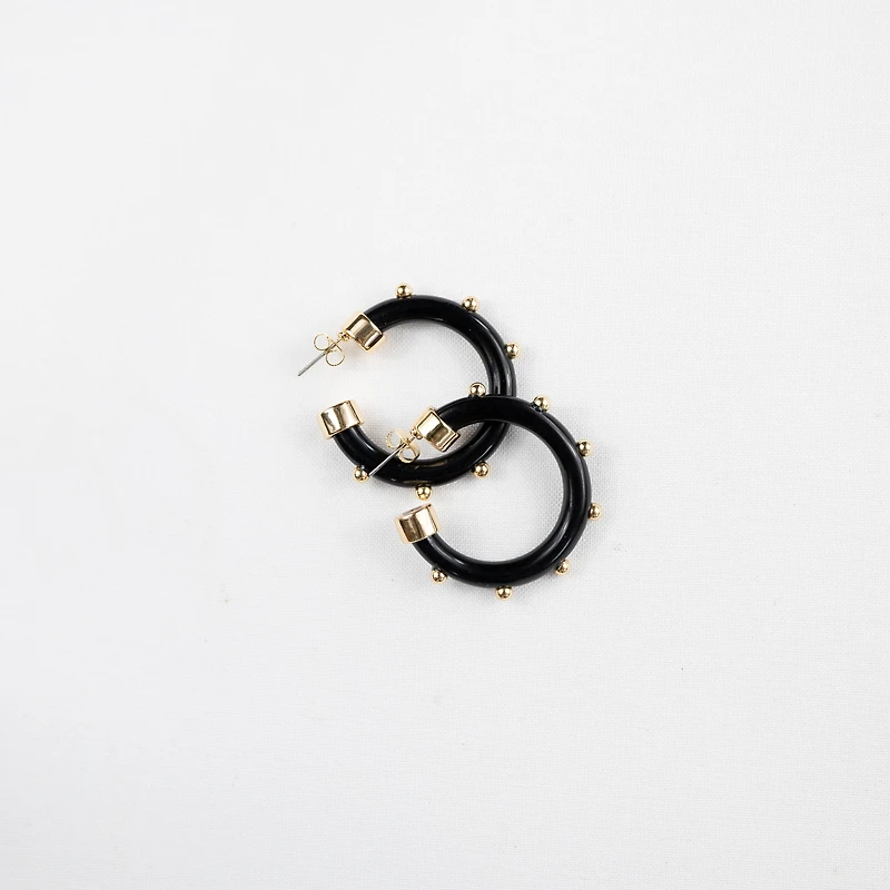 Black and Gold Small Hoop Earrings