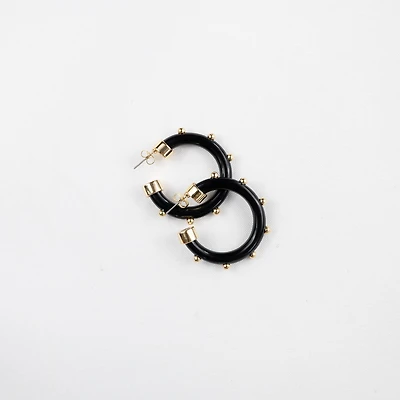 Black and Gold Small Hoop Earrings