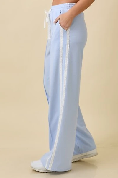 Wide Leg Lace Trim Pants