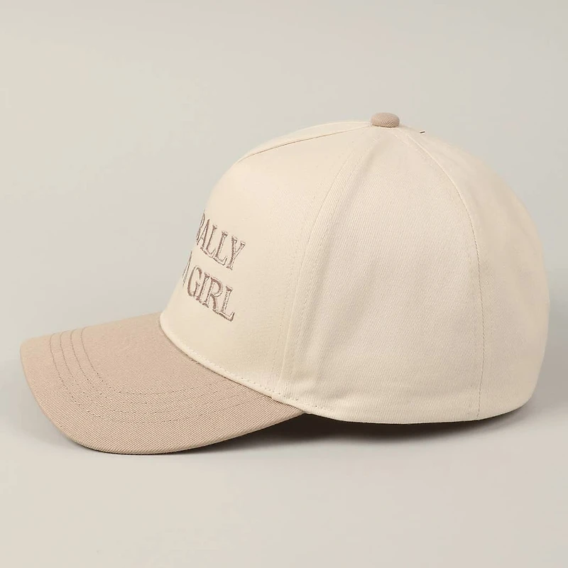 Literally Just A Girl Embroidery Two Tone Trucker Hat: FUCHSIA / ONE SIZE