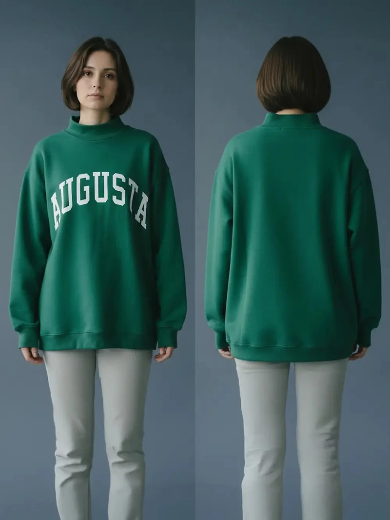 Green Augusta Mock Neck