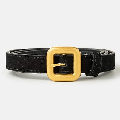 Gold Hardware Buckle Leather Belt