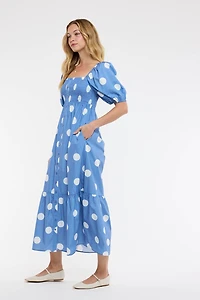 Polka Dot Puff Sleeve Dress