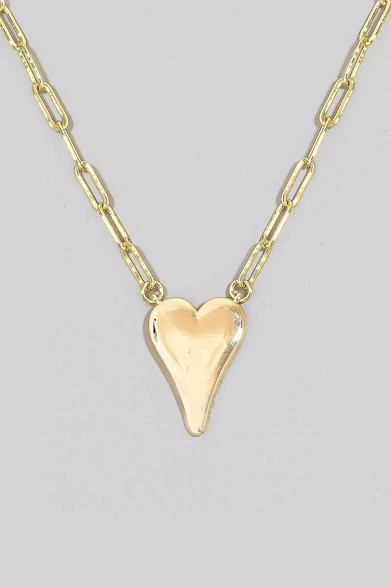 Gold Dipped Long Heart Oval Hoop Chain Necklace