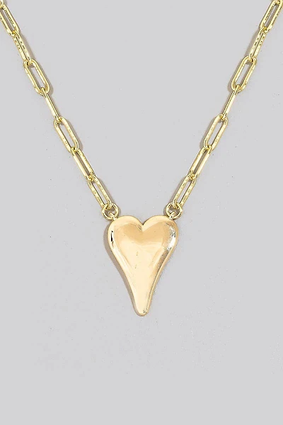 Gold Dipped Long Heart Oval Hoop Chain Necklace