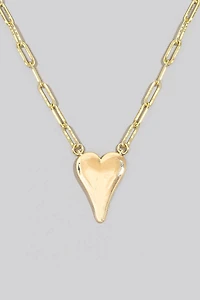 Gold Dipped Long Heart Oval Hoop Chain Necklace