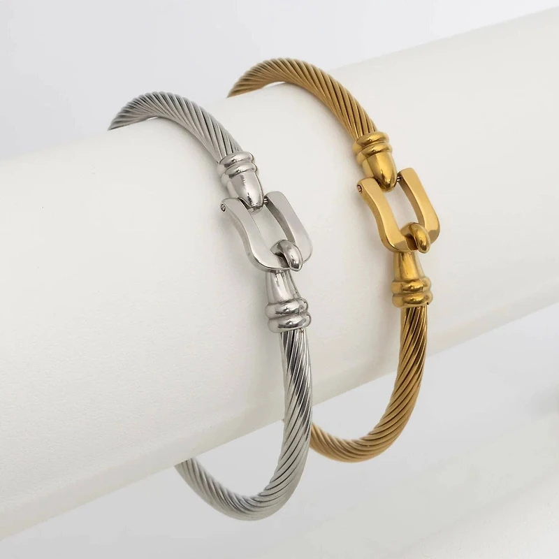 Silver Buckle Clasp Bangle Bracelet