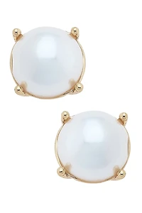 Carmen Pearl Cabochon Stud Earrings in Ivory