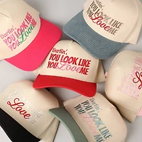 You Look Like You Love Me Embroidery Trucker Hat: Red / ONE SIZE