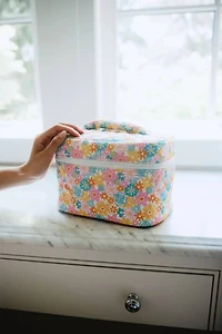 Spring Flowers Quilted Make Up Bag