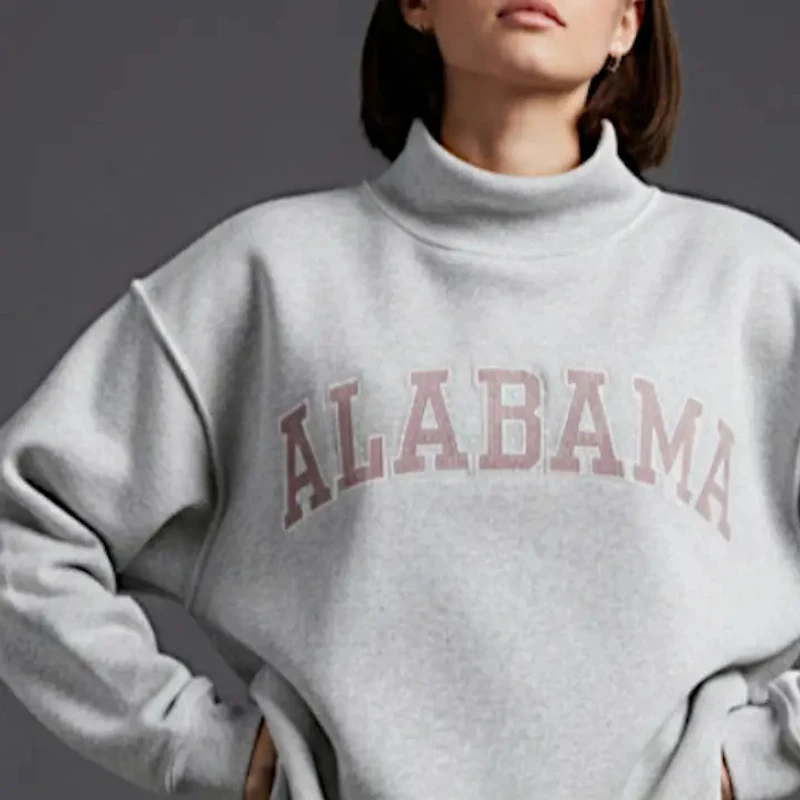 Grey & Crimson Embroidered Alabama Mockneck