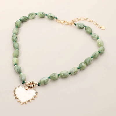 Green Heart Pendant Necklace