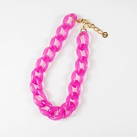 Fuschia Acrylic Chain Link Necklace