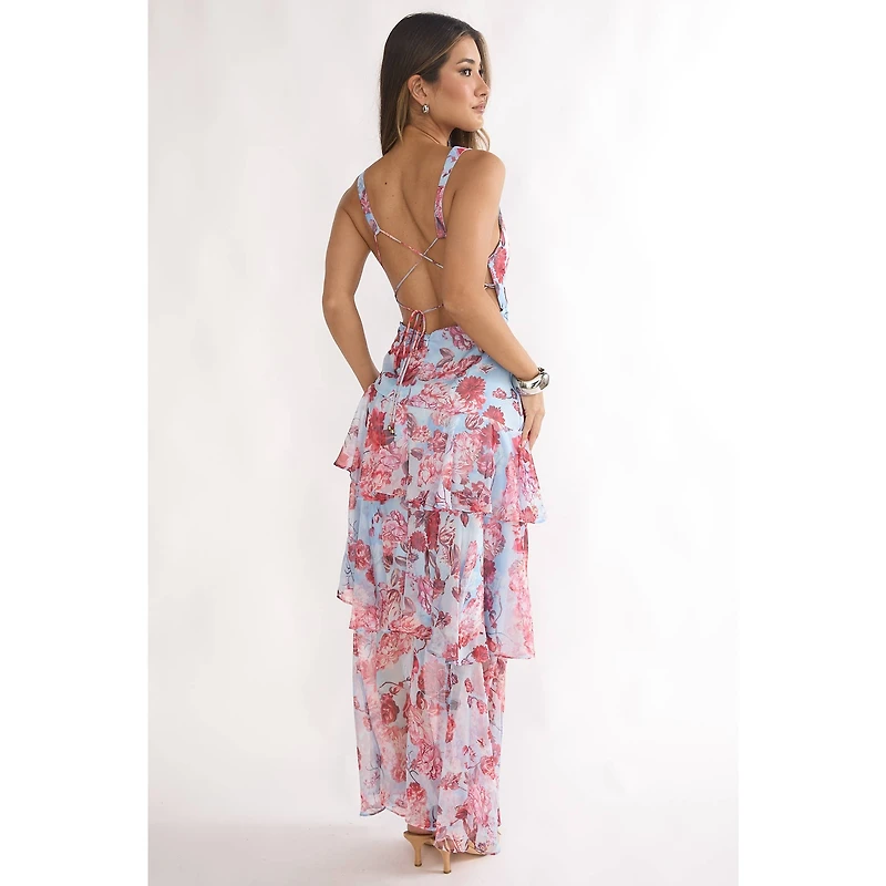 Floral V-Neck tiered Maxi Dress