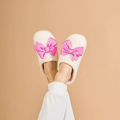 Fuzzy Slippers-Betty Bow Hot Pink