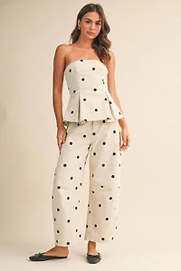 White Polka Dot Strapless Set