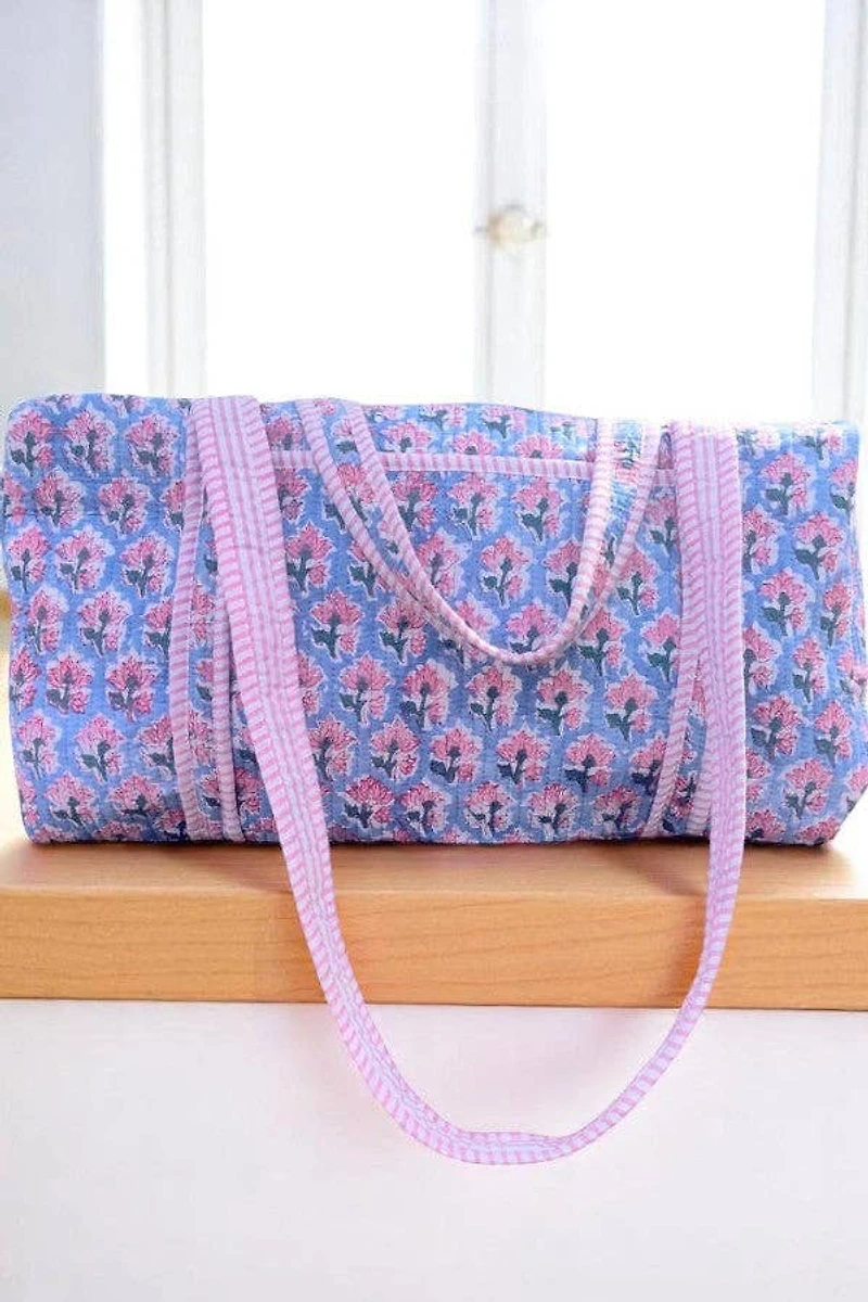 Sybil Blue and Pink Floral Duffle Bag